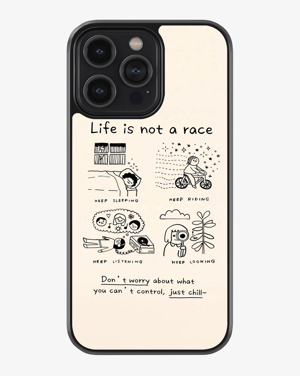 Minimal Doodle Positive Vibes Glass Case