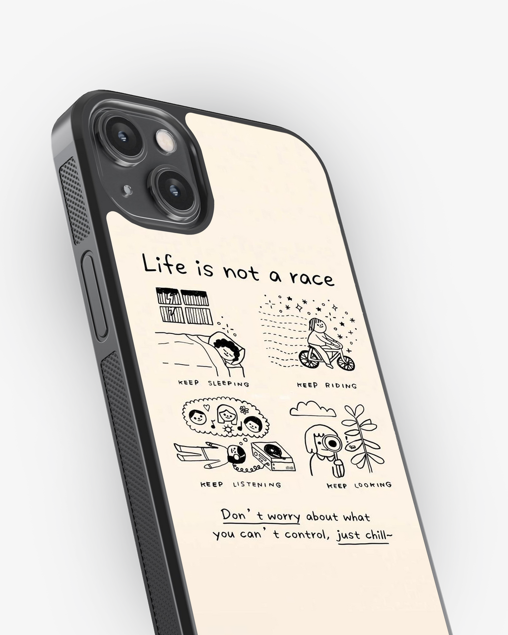 Minimal Doodle Positive Vibes Glass Case