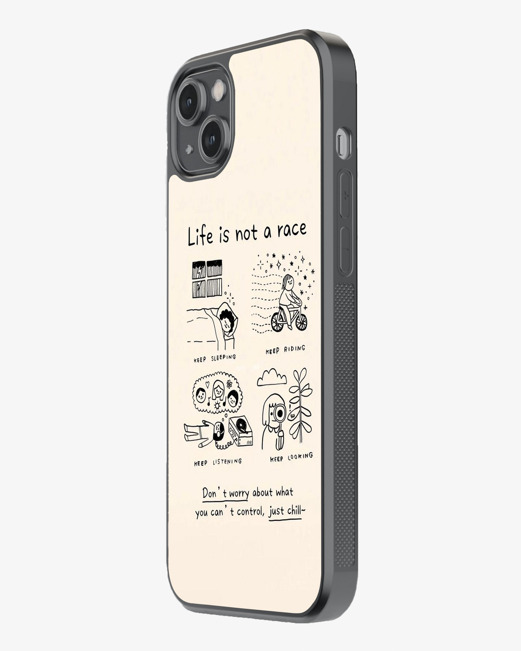 Minimal Doodle Positive Vibes Glass Case
