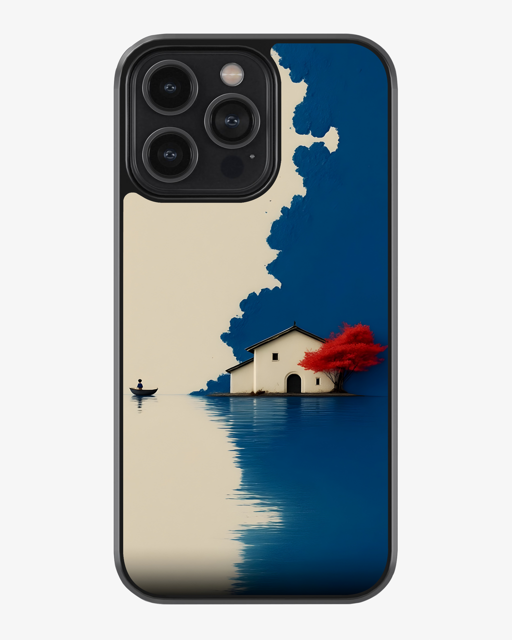 Calm Lake & Red Tree Art phone Cover Glass Case