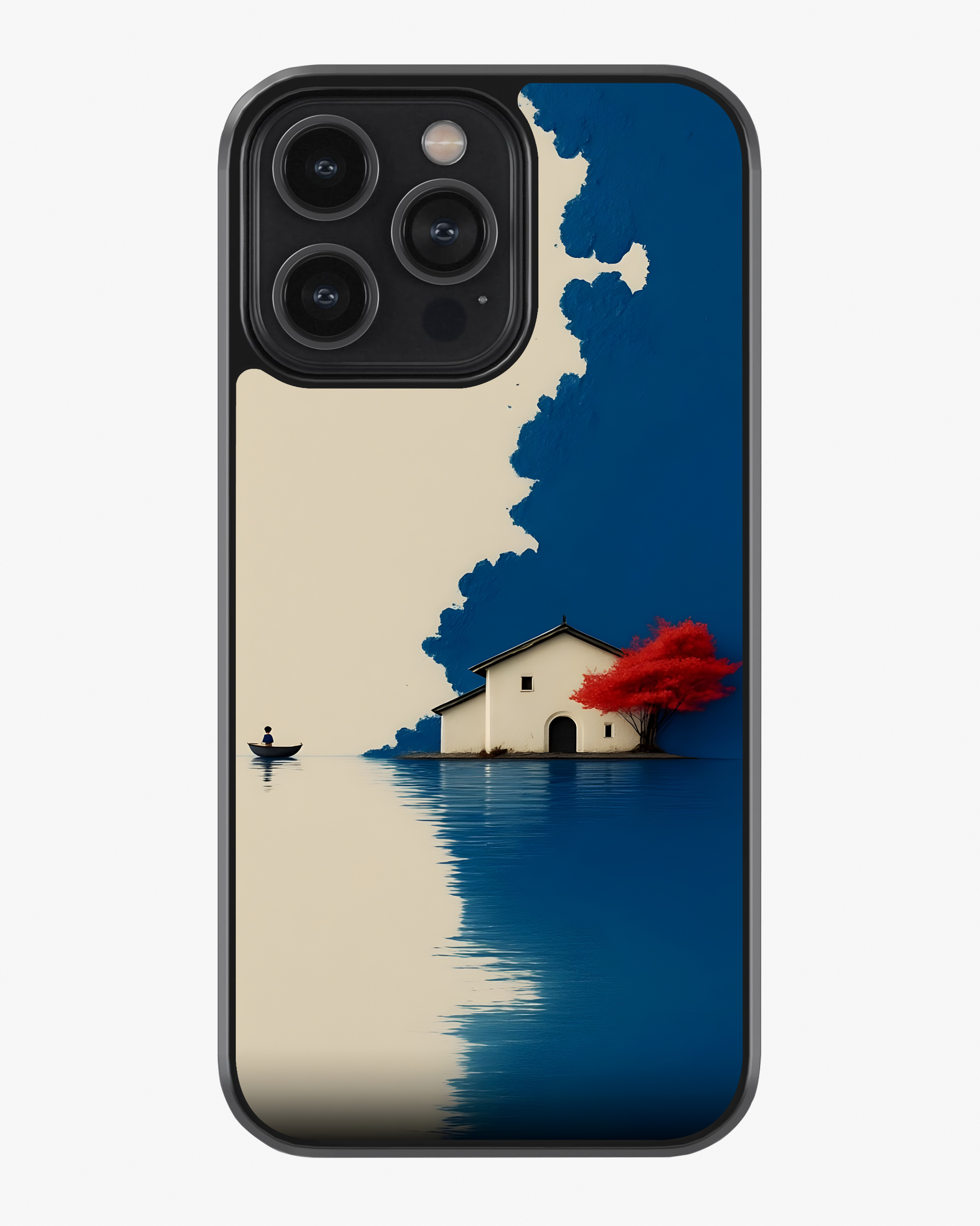 Calm Lake & Red Tree Art phone Cover Glass Case