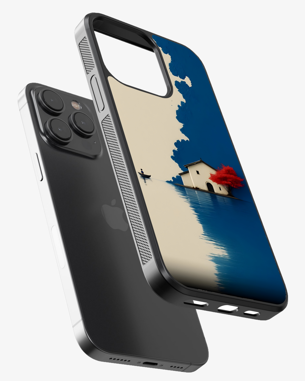 Calm Lake & Red Tree Art phone Cover Glass Case