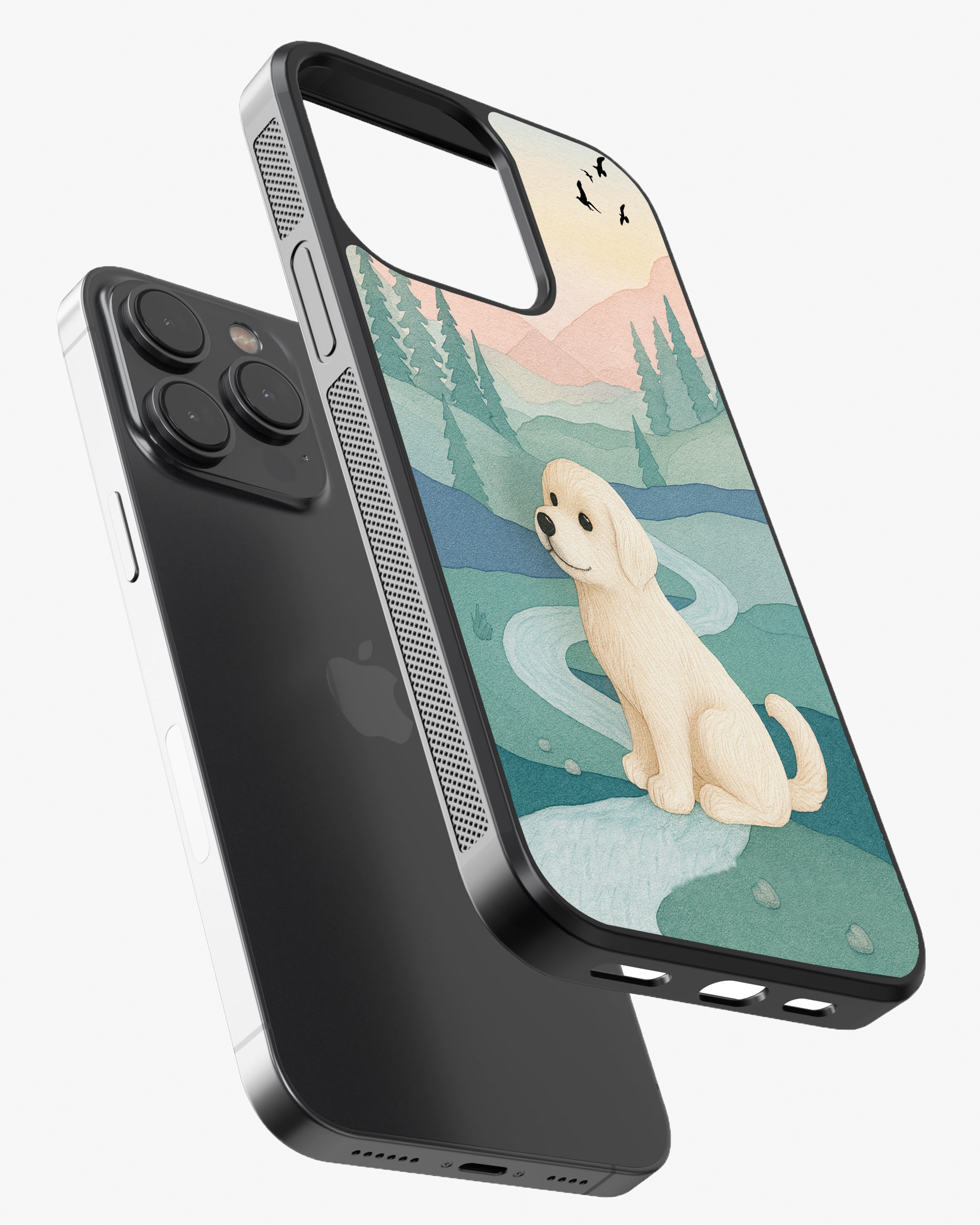 Cute Puppy Illustration Glass Case