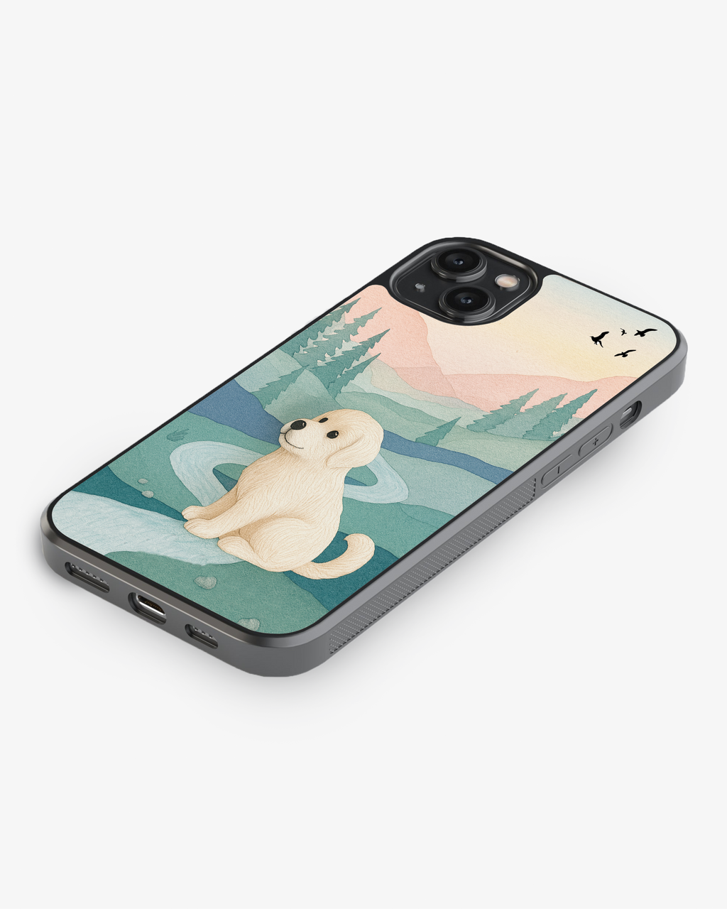 Cute Puppy Illustration Glass Case
