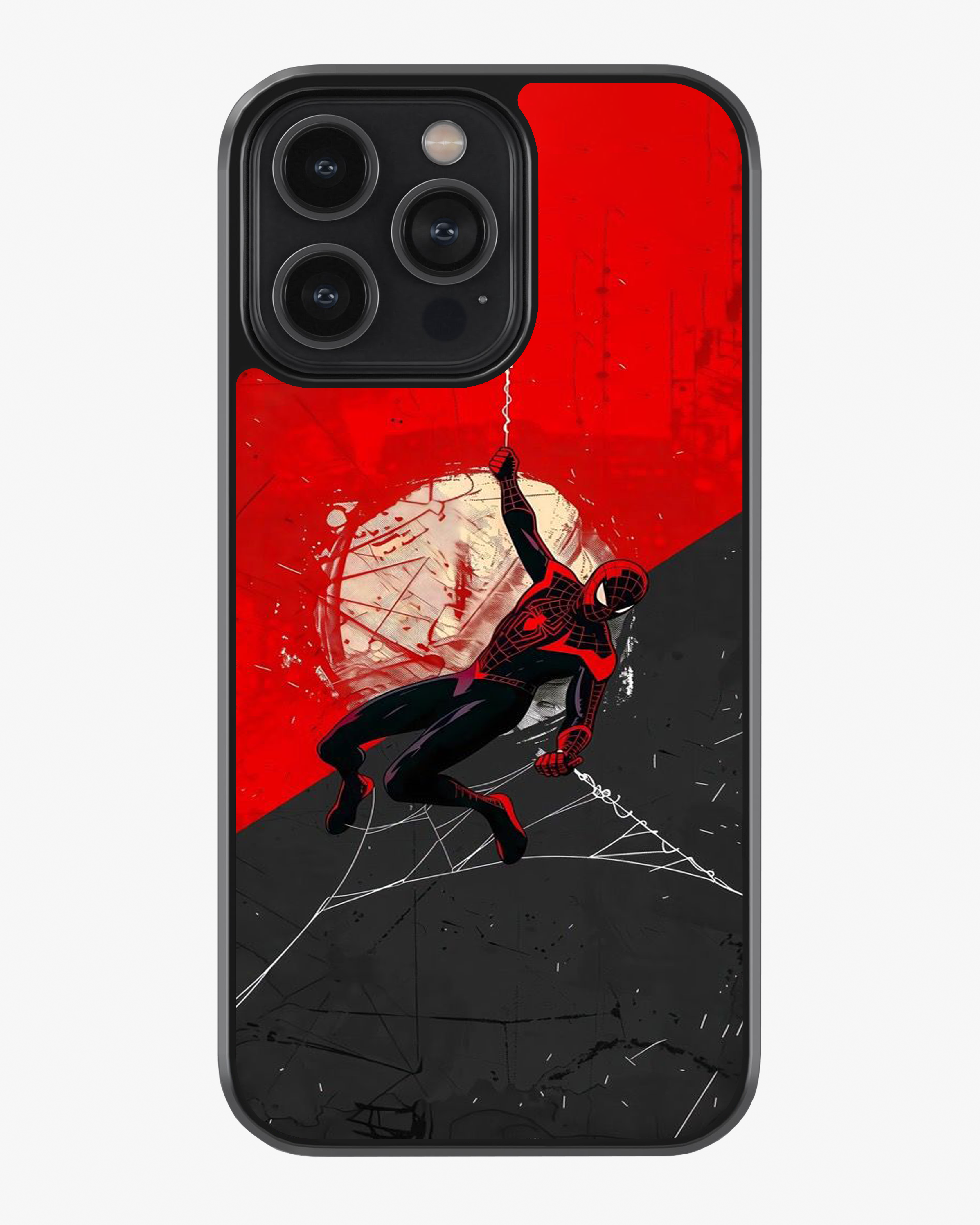 Red & Black Web Swing Hero Phone Cover Glass Case