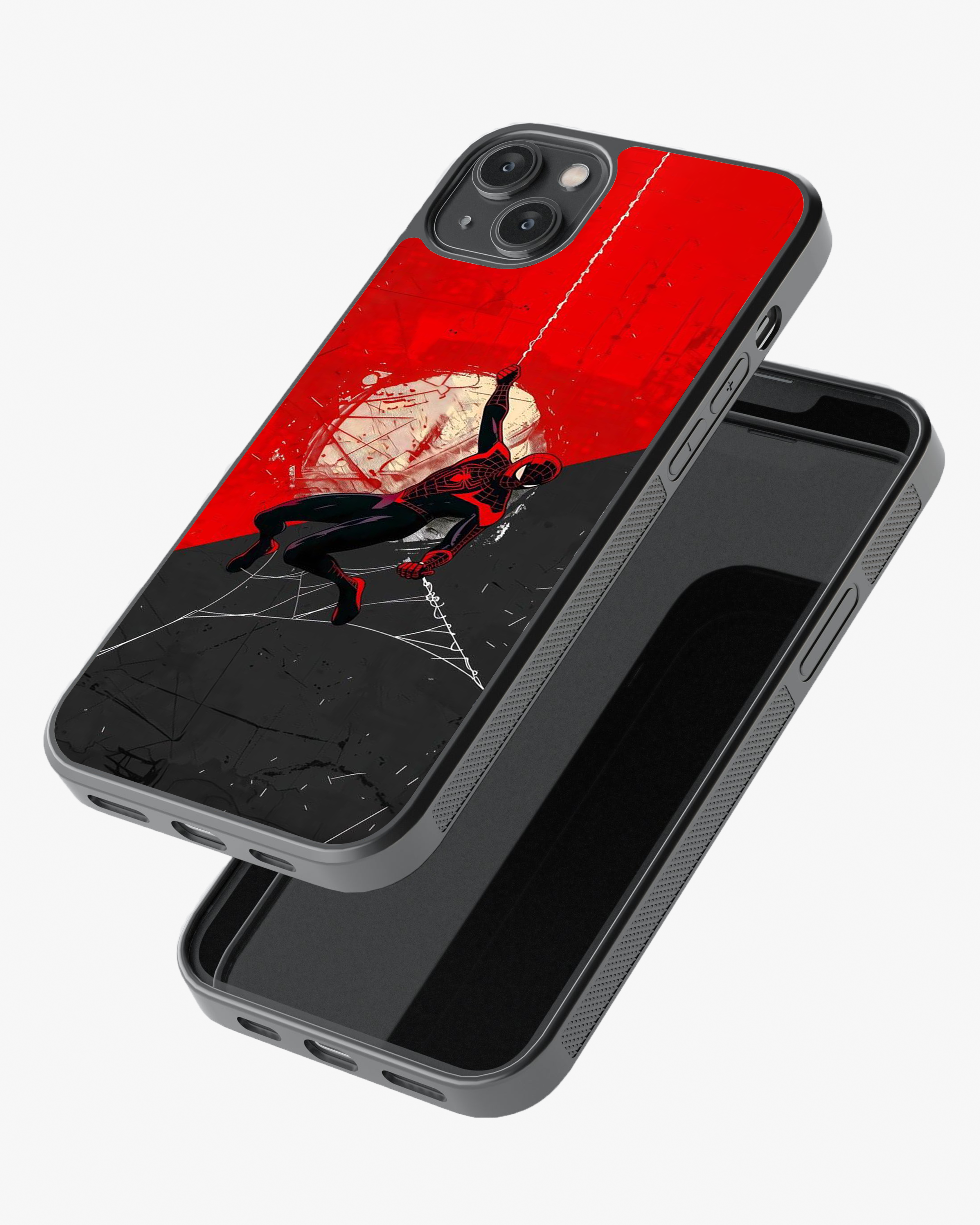 Red & Black Web Swing Hero Phone Cover Glass Case
