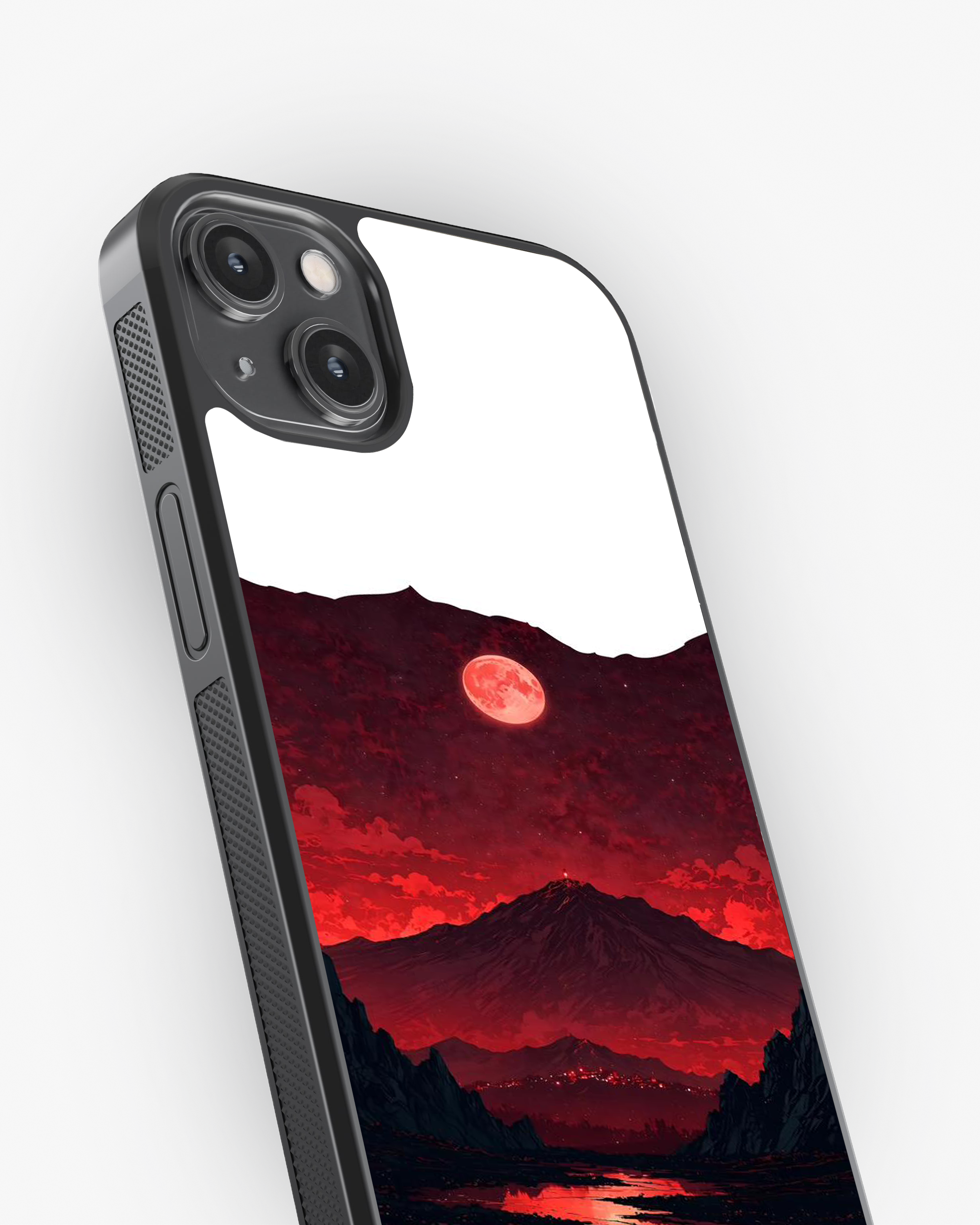 Crimson Moon Lava Landscape Phone Cover Glass Case