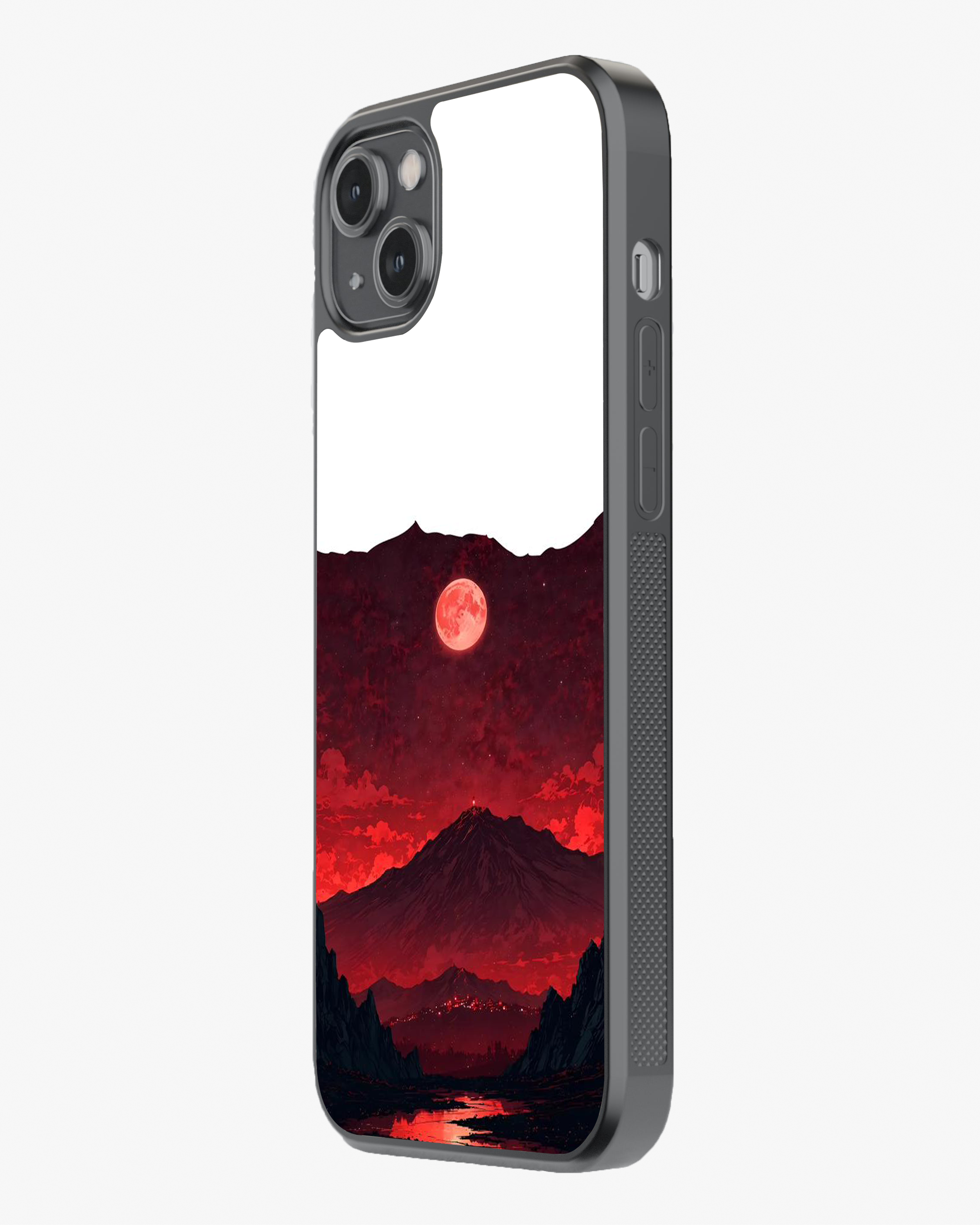 Crimson Moon Lava Landscape Phone Cover Glass Case