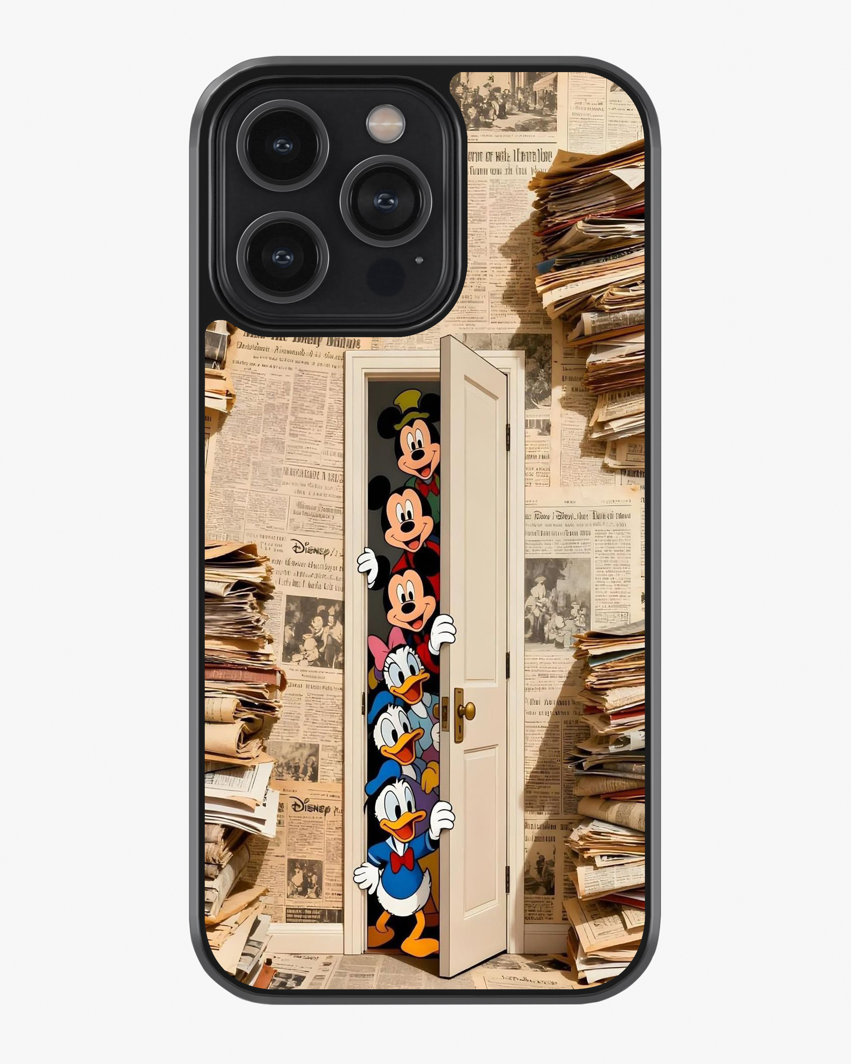 Cartoon Squad Peeking Through the Door Phone Cover Glass Case
