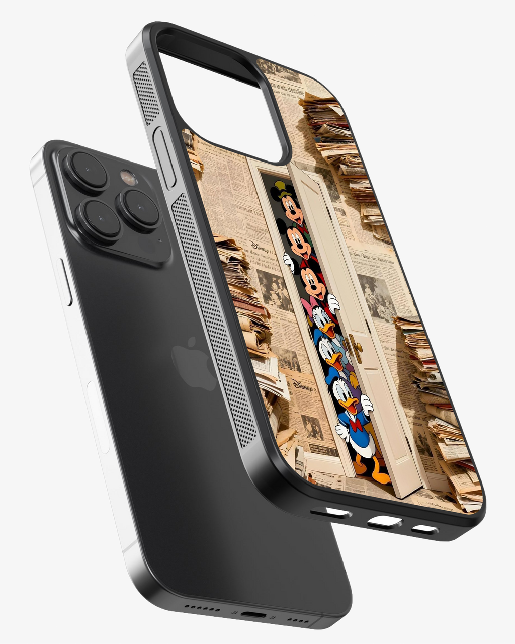 Cartoon Squad Peeking Through the Door Phone Cover Glass Case