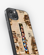 Cartoon Squad Peeking Through the Door Phone Cover Glass Case