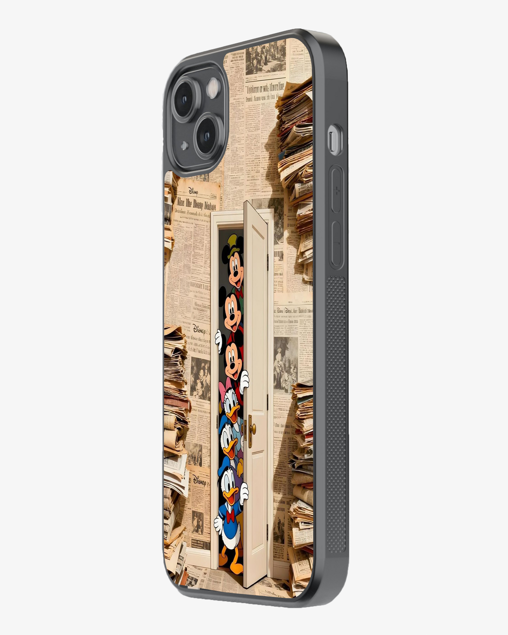 Cartoon Squad Peeking Through the Door Phone Cover Glass Case