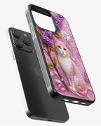 Floral Pink Cat Art Phone Cover Glass Case