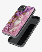 Floral Pink Cat Art Phone Cover Glass Case