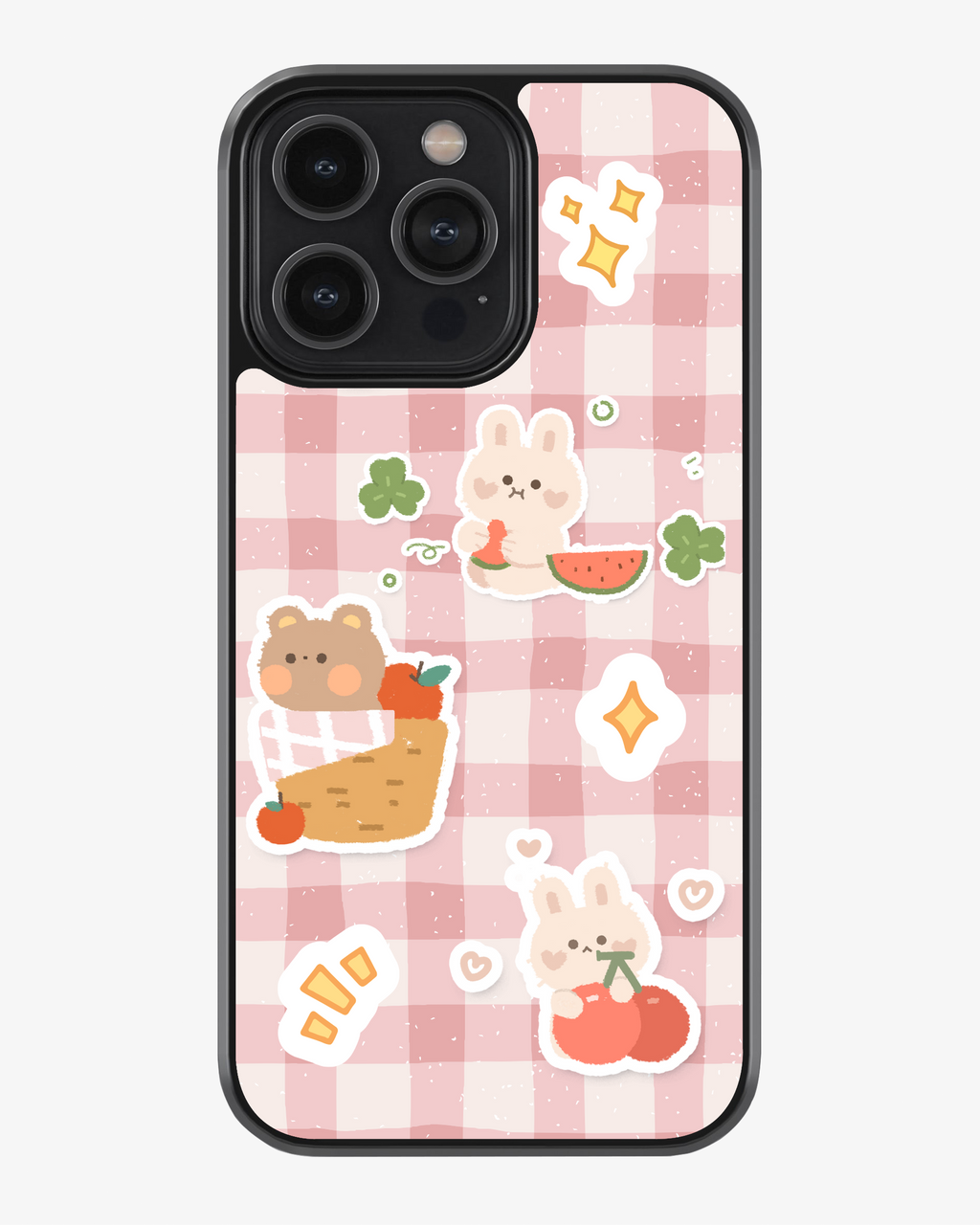 Adorable Bunny & Bear Sticker Style Glass Case