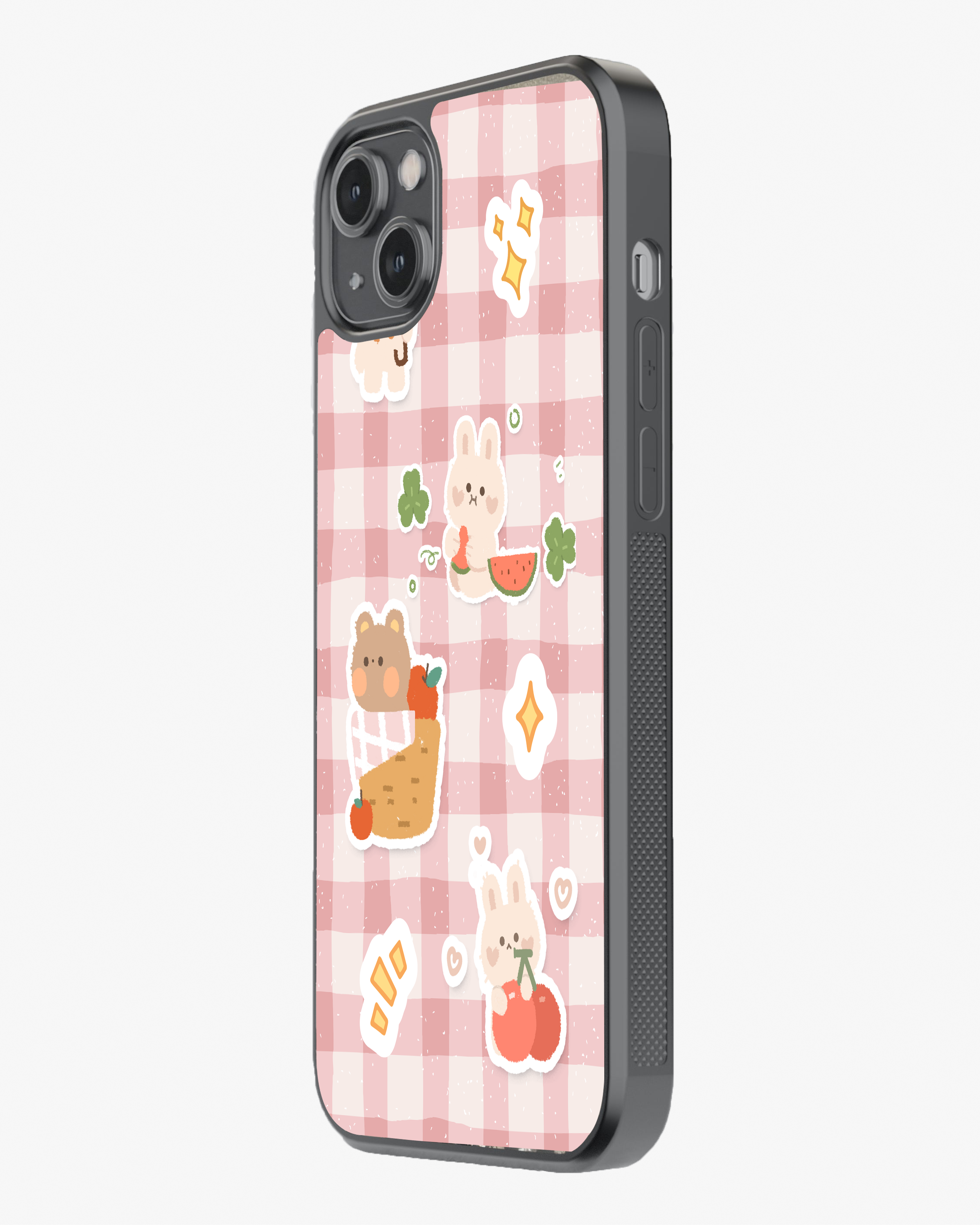 Adorable Bunny & Bear Sticker Style Glass Case