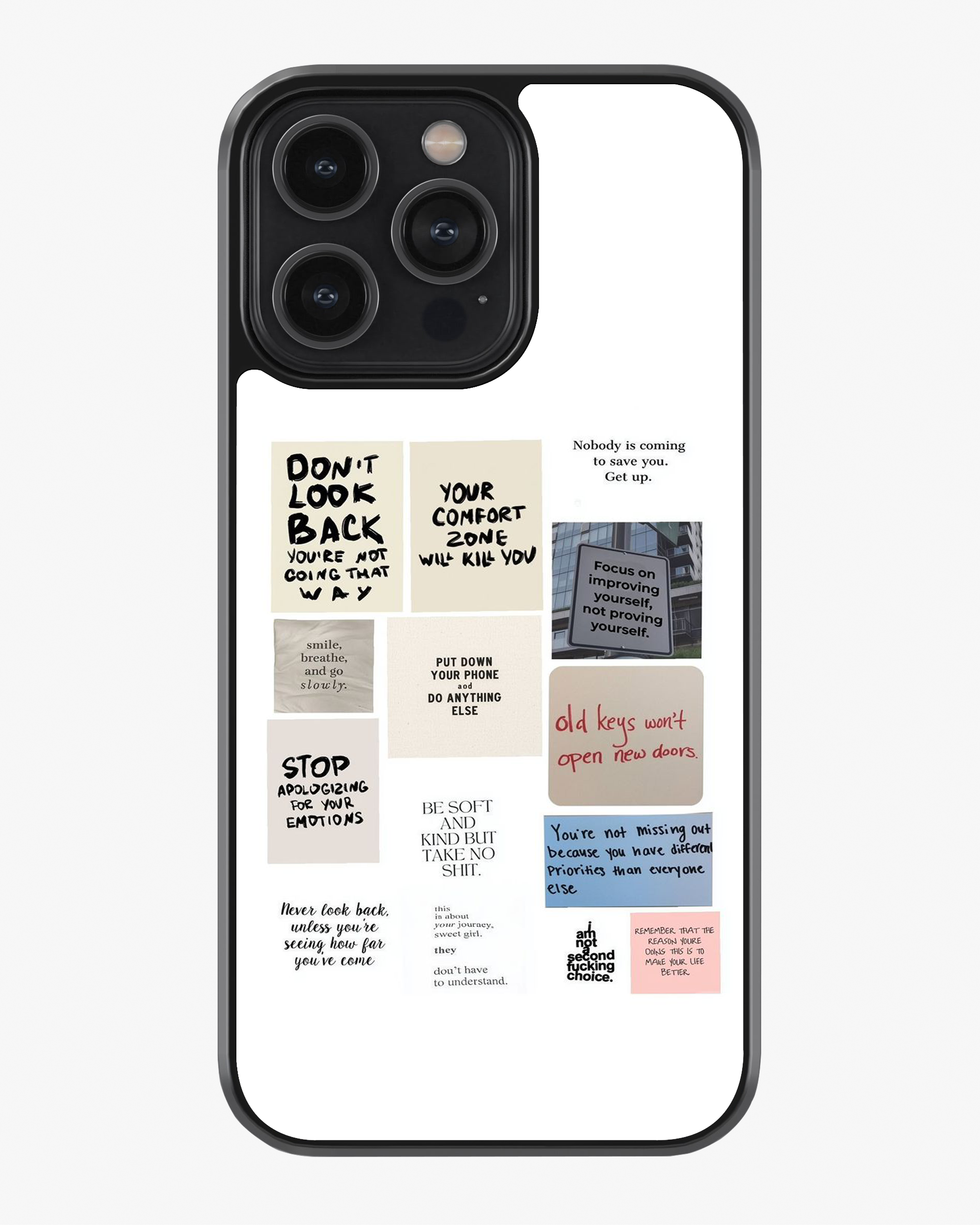 Positive Vibes Quote Collage Phone Cover Glass Case