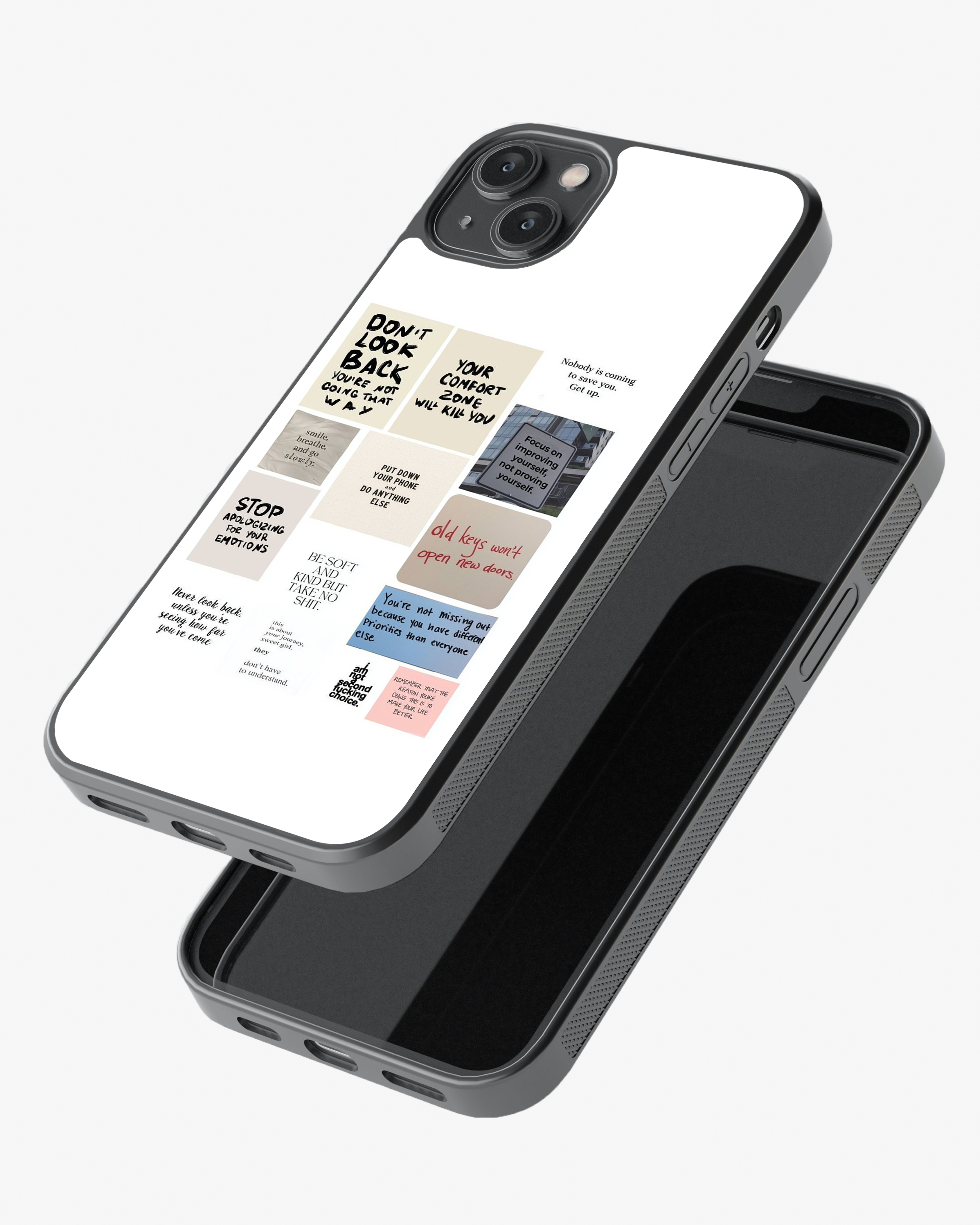 Positive Vibes Quote Collage Phone Cover Glass Case