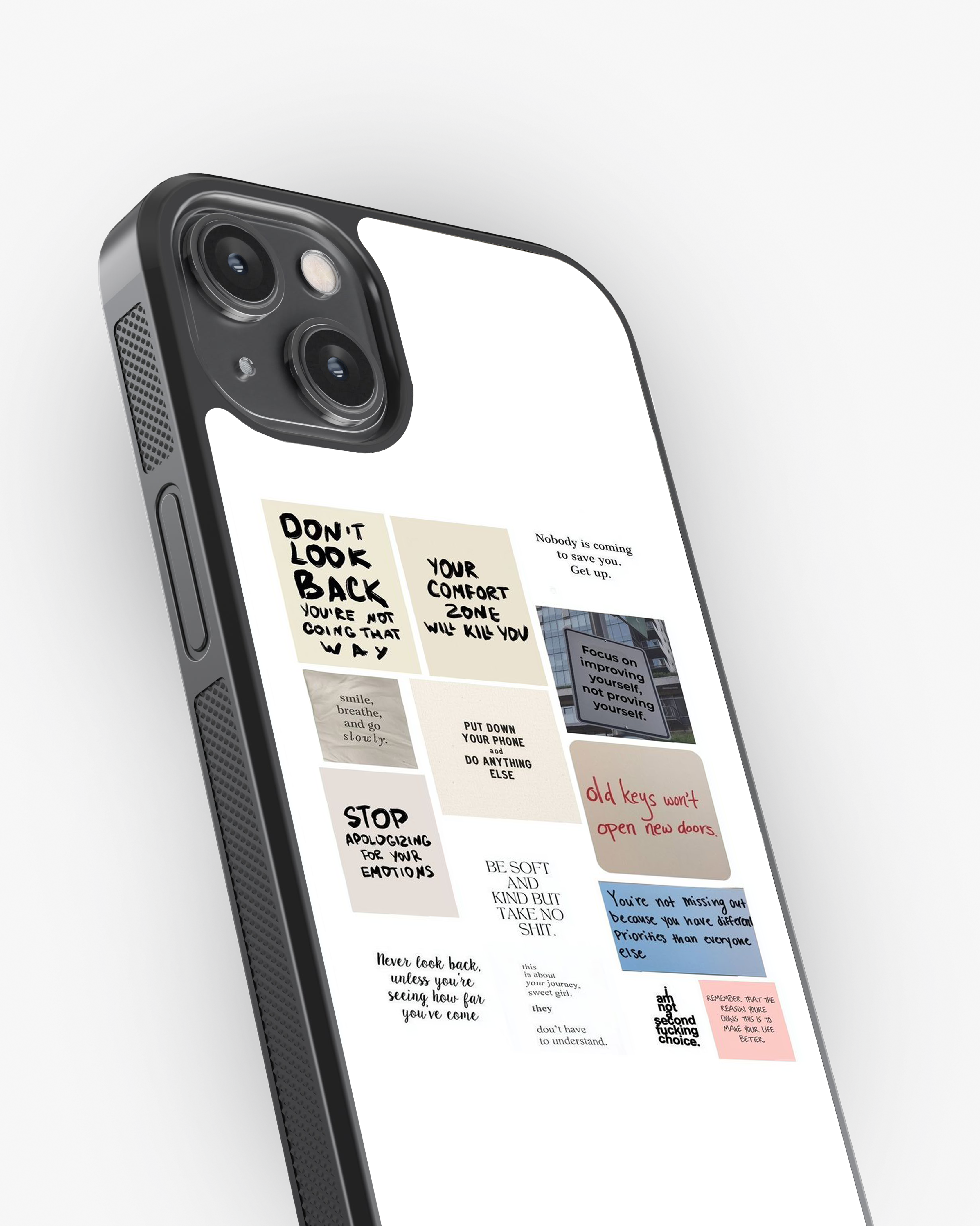 Positive Vibes Quote Collage Phone Cover Glass Case