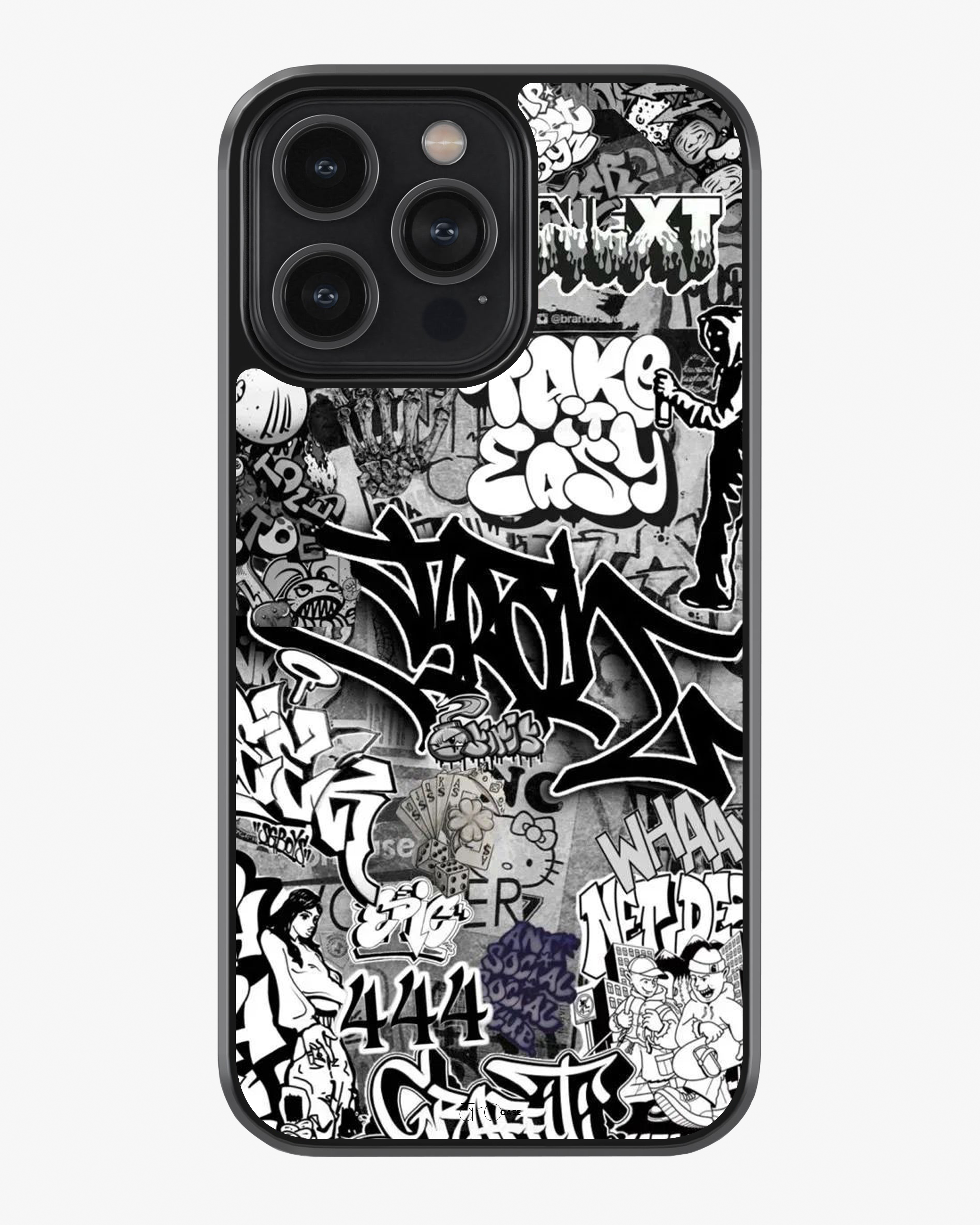 Urban Chaos – Black & White Graffiti Case Cover Glass Case