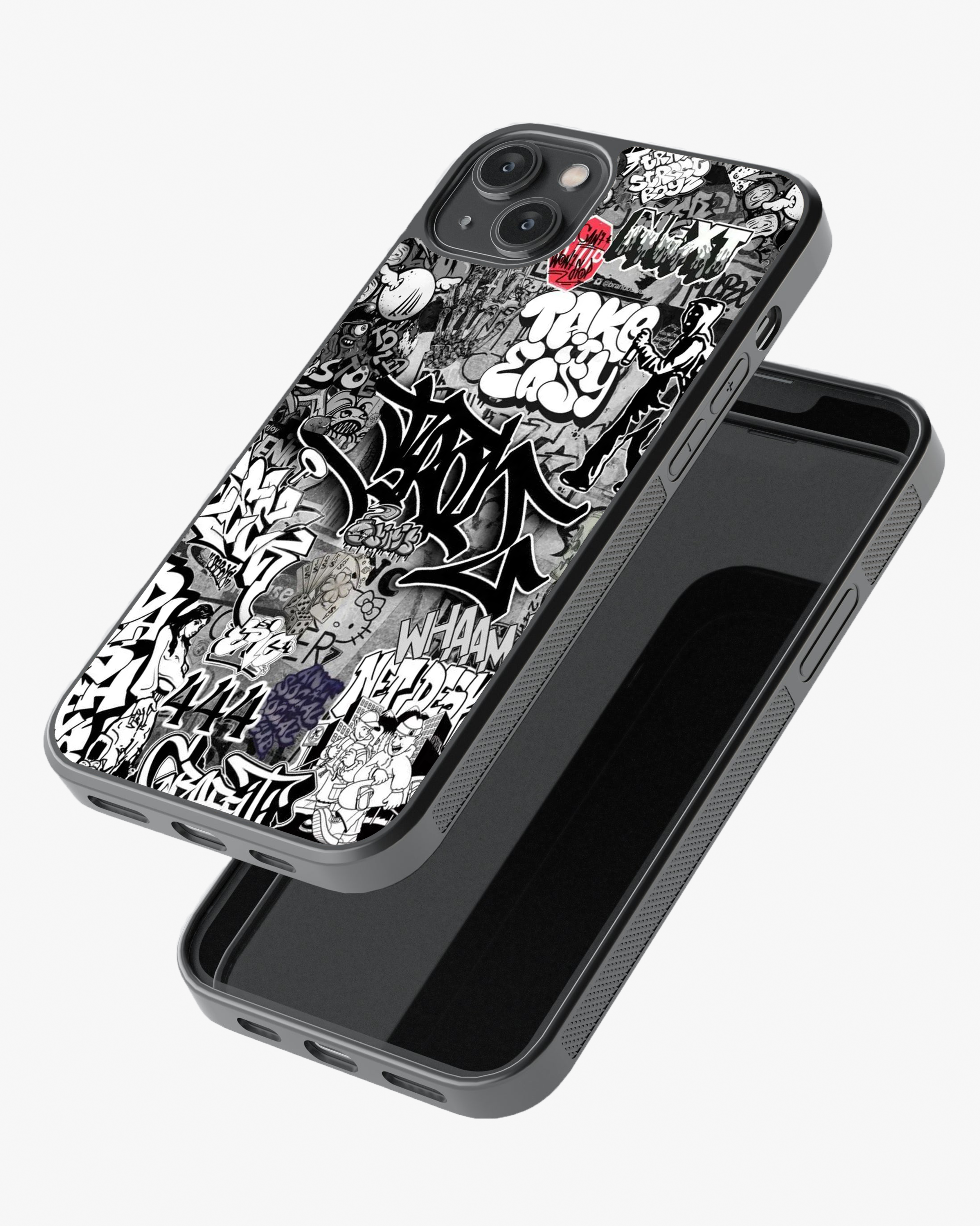 Urban Chaos – Black & White Graffiti Case Cover Glass Case