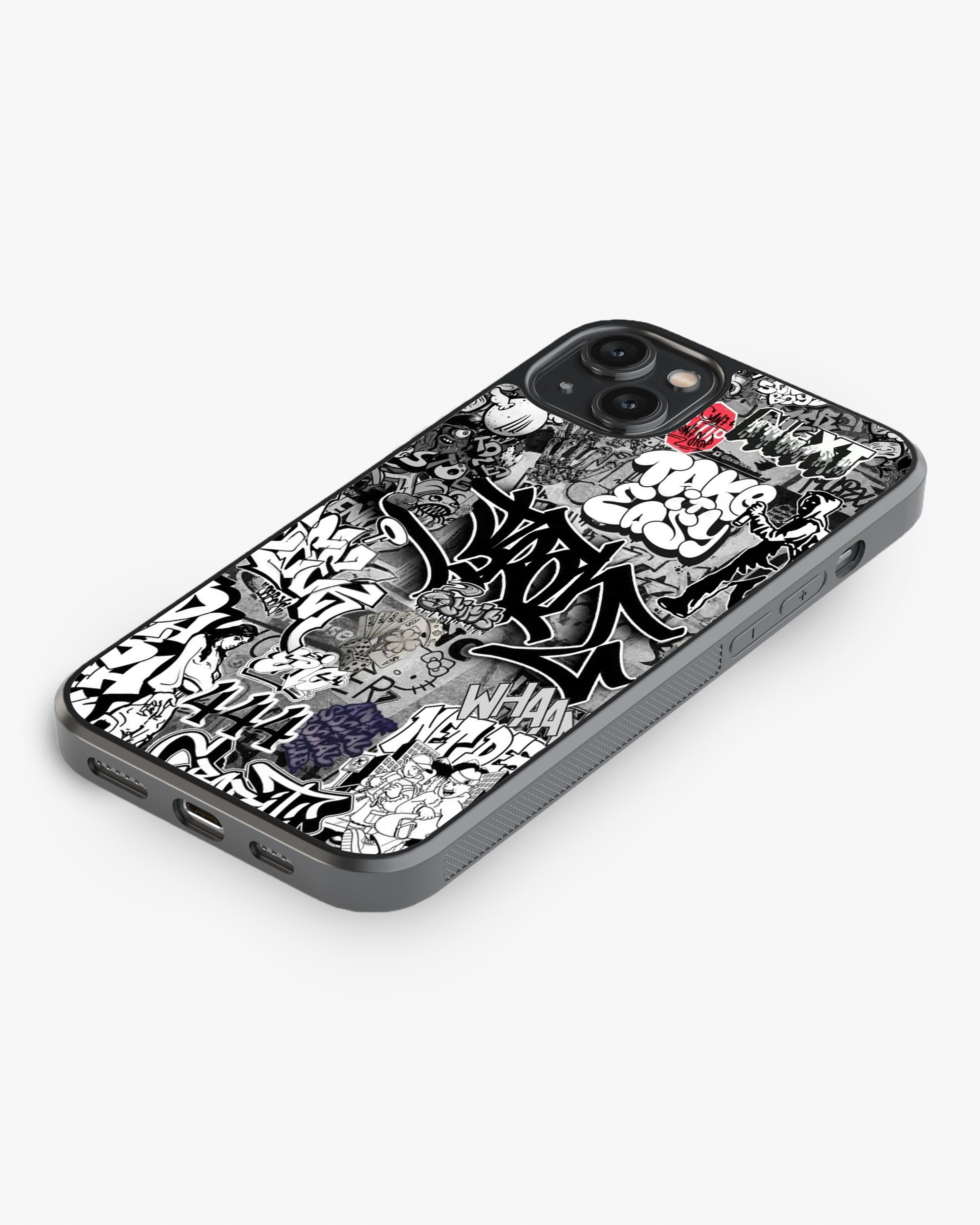 Urban Chaos – Black & White Graffiti Case Cover Glass Case