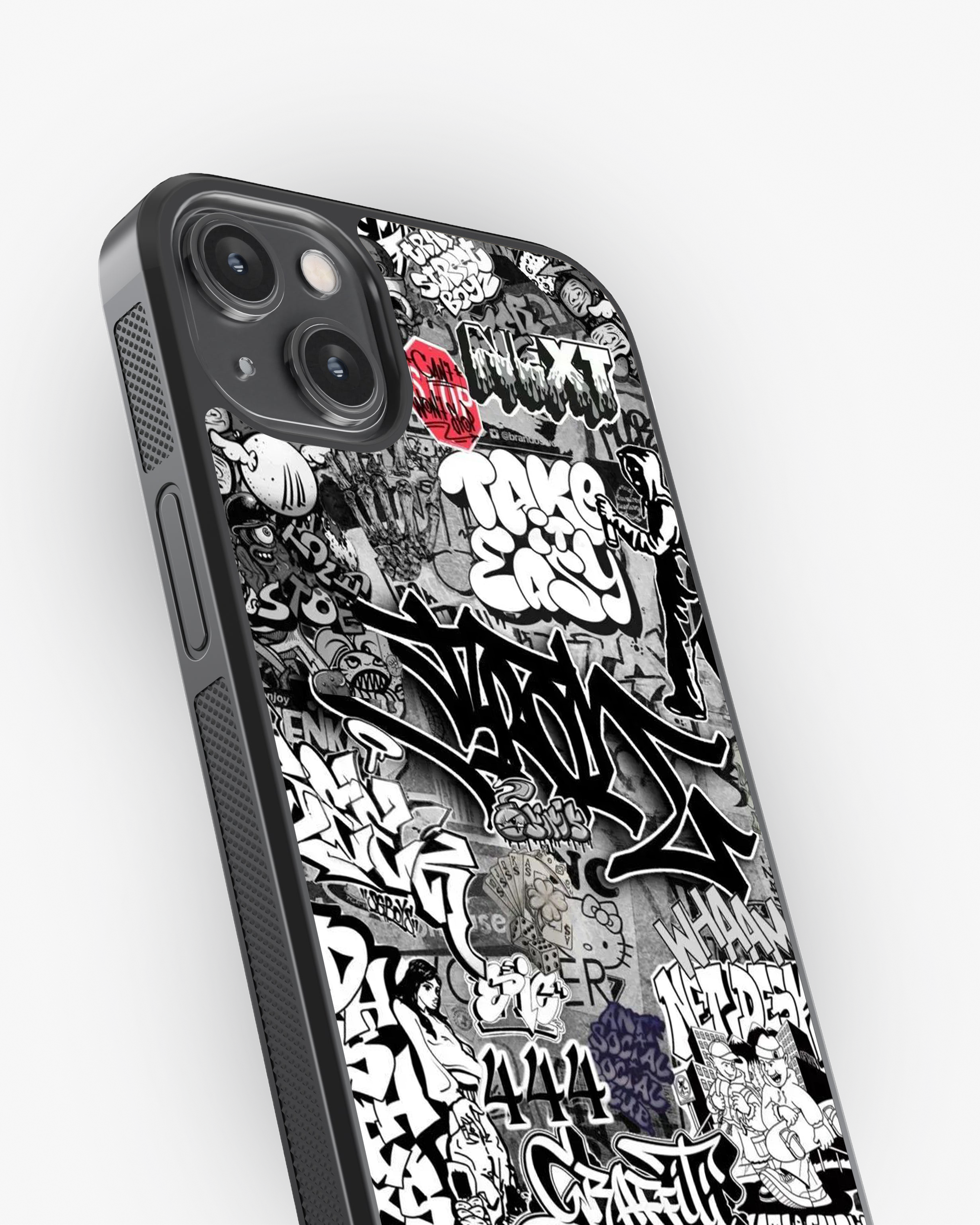 Urban Chaos – Black & White Graffiti Case Cover Glass Case